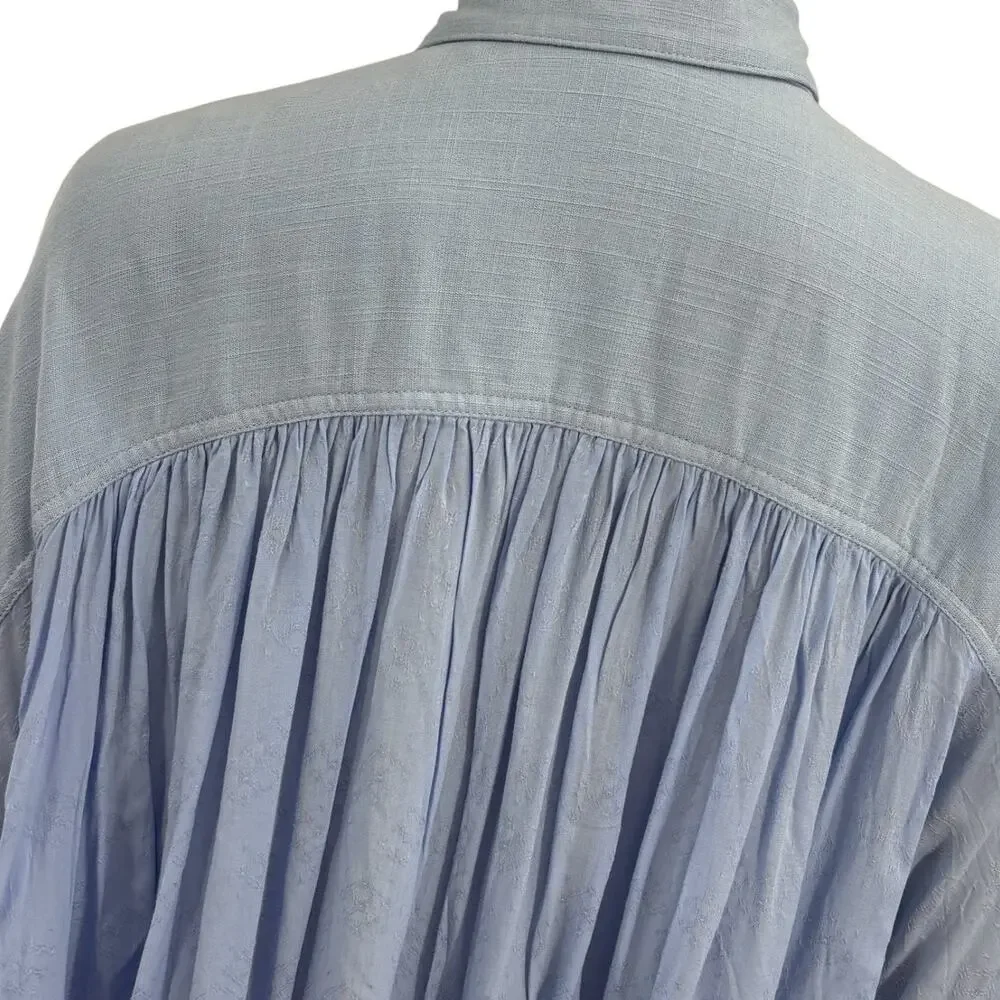 Free People Blue Lovely Day Button Down Top